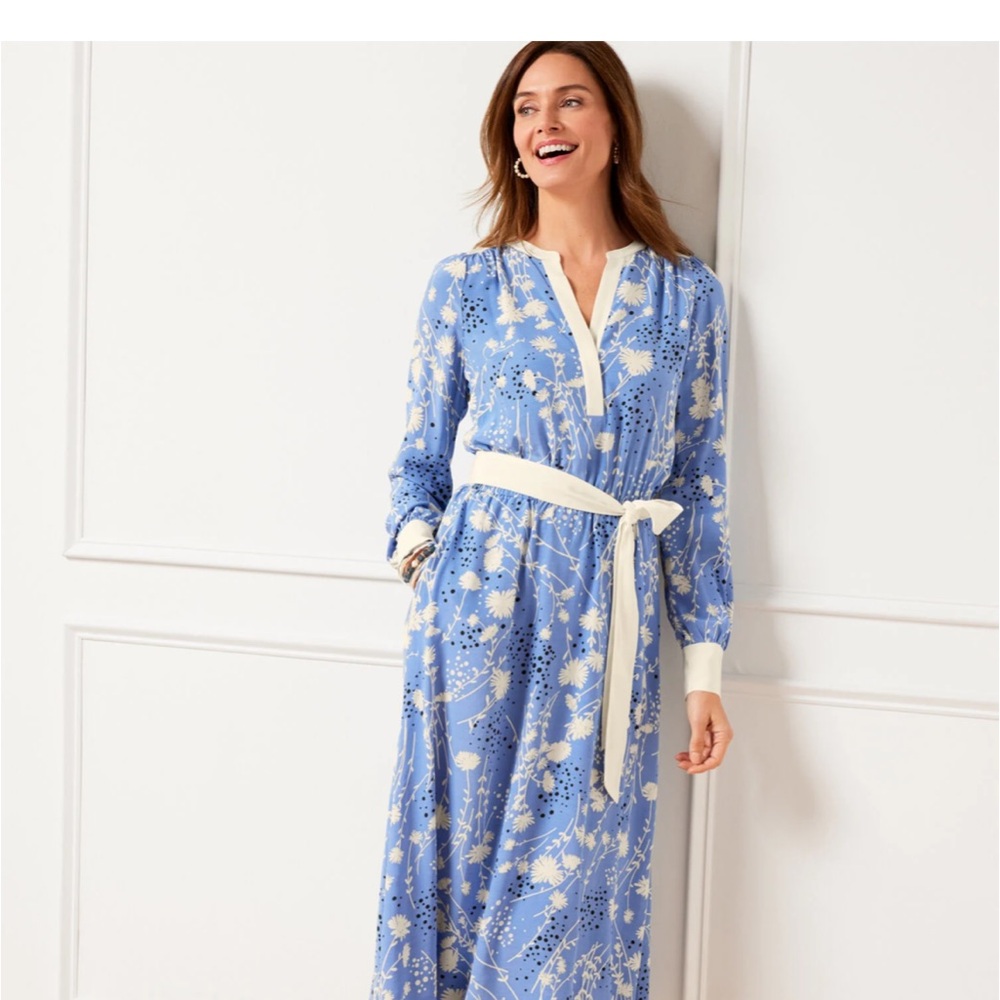 Talbots BELTED FIT & FLARE SHIRTDRESS - DANCING FLOWERS 2x